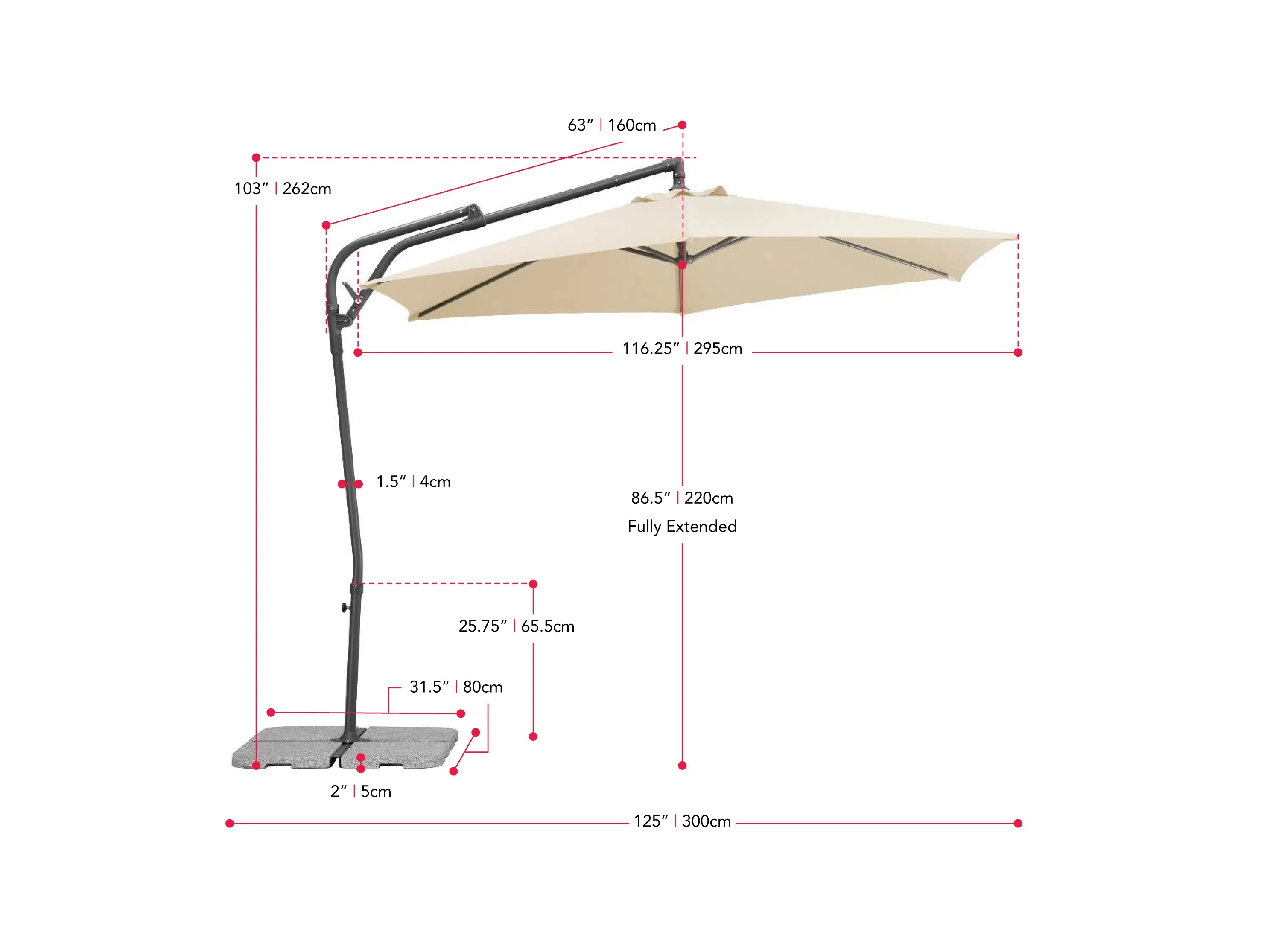 10ft Grey Cantilever Umbrella