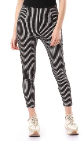 57318 Striped Stylish Pants - Black & White