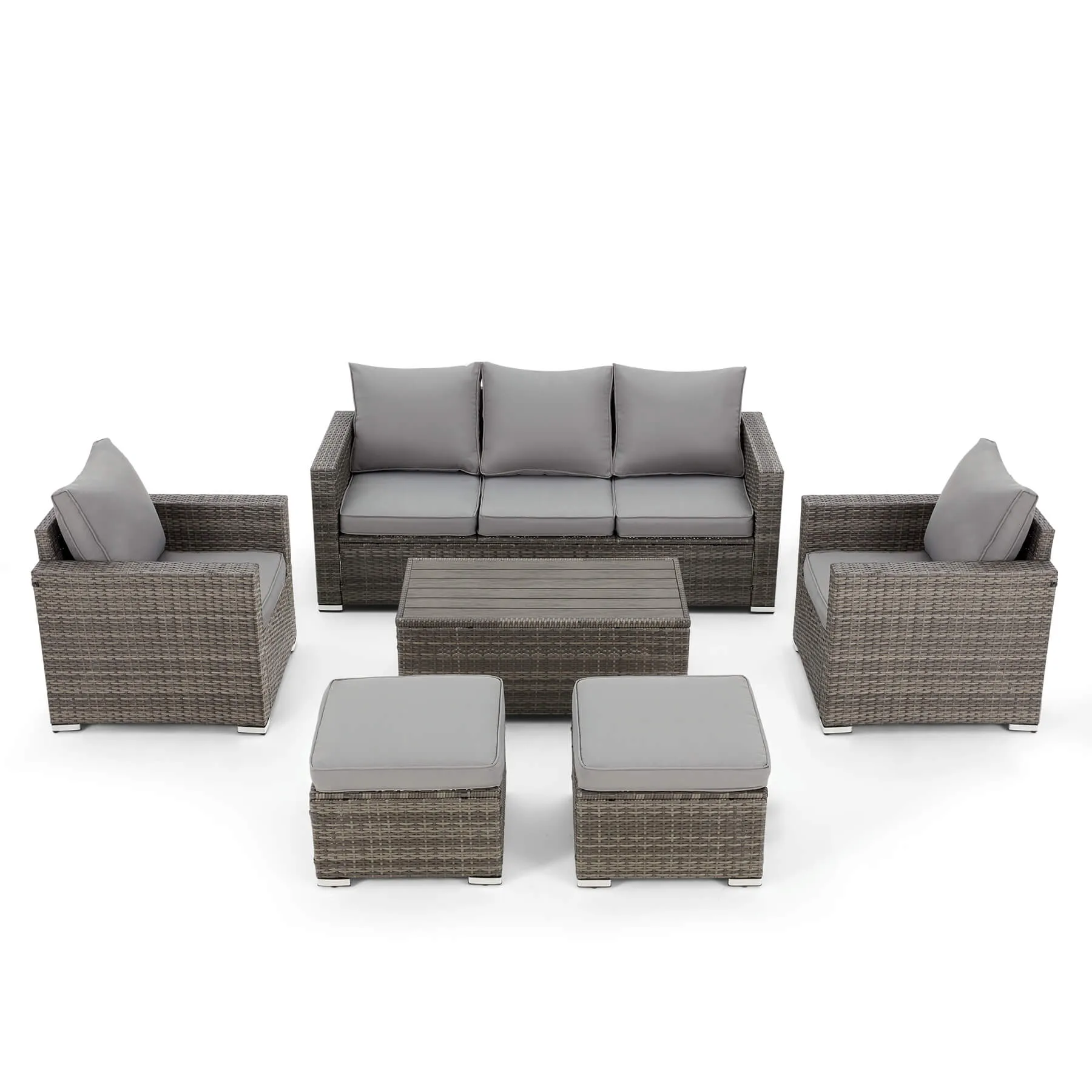 6 Pieces Outdoor Sectional Sofa Sets with Coffee Table, Patio Sectional Furniture Gray