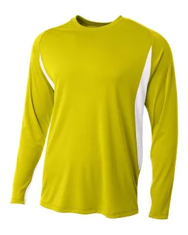 A4 N3183 Long Sleeve Color Block Tee - Gold White