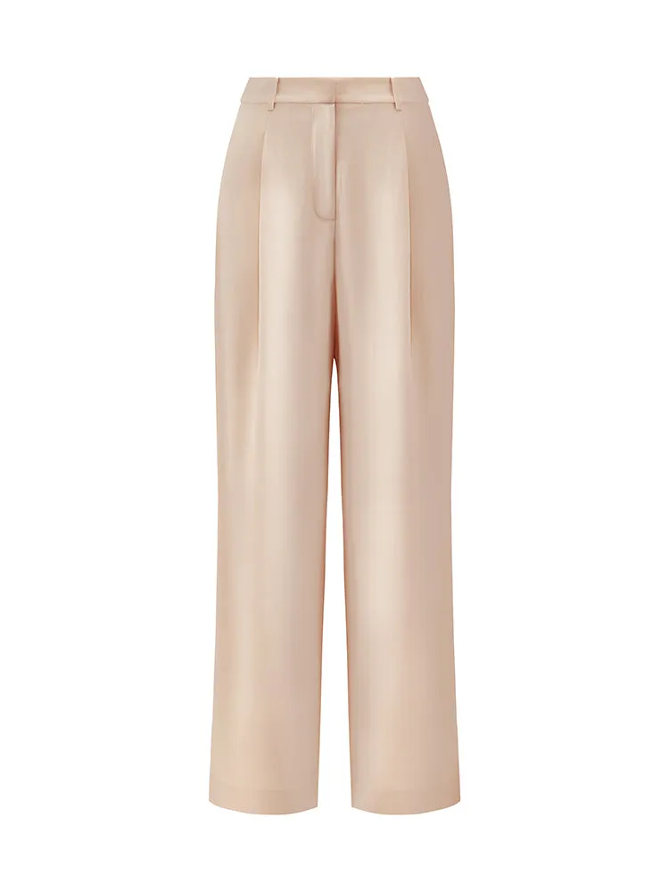 Acetate Full Length Straight Women Pants