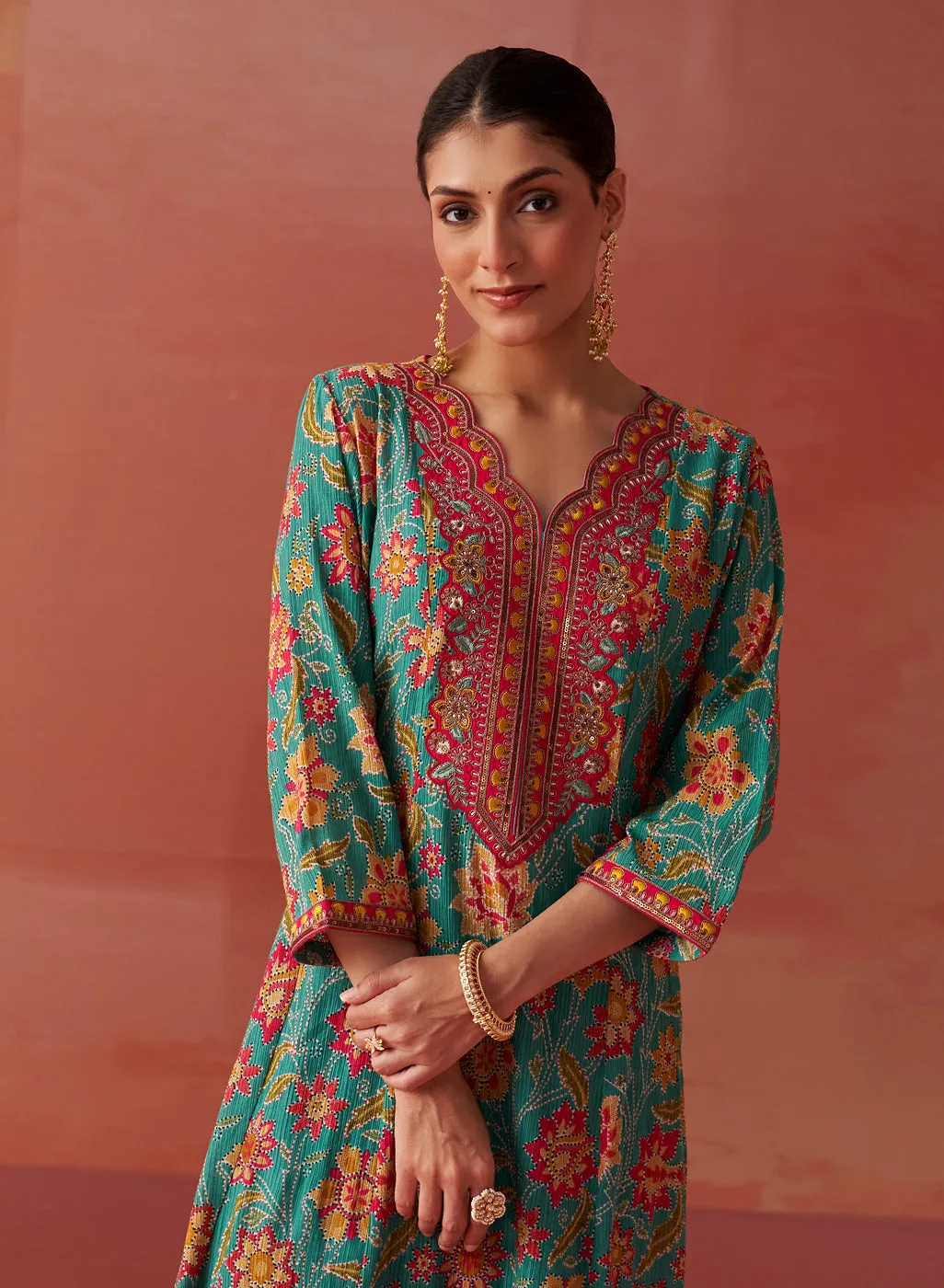 Alisha Sea Green Printed Cotton Kurta Set