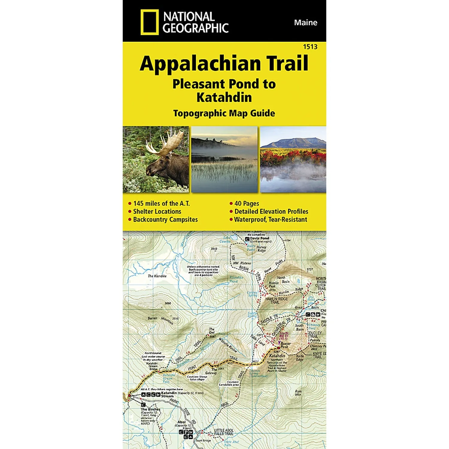 Appalachian Trail Map, Pleasant Pond to Katahdin [Maine]