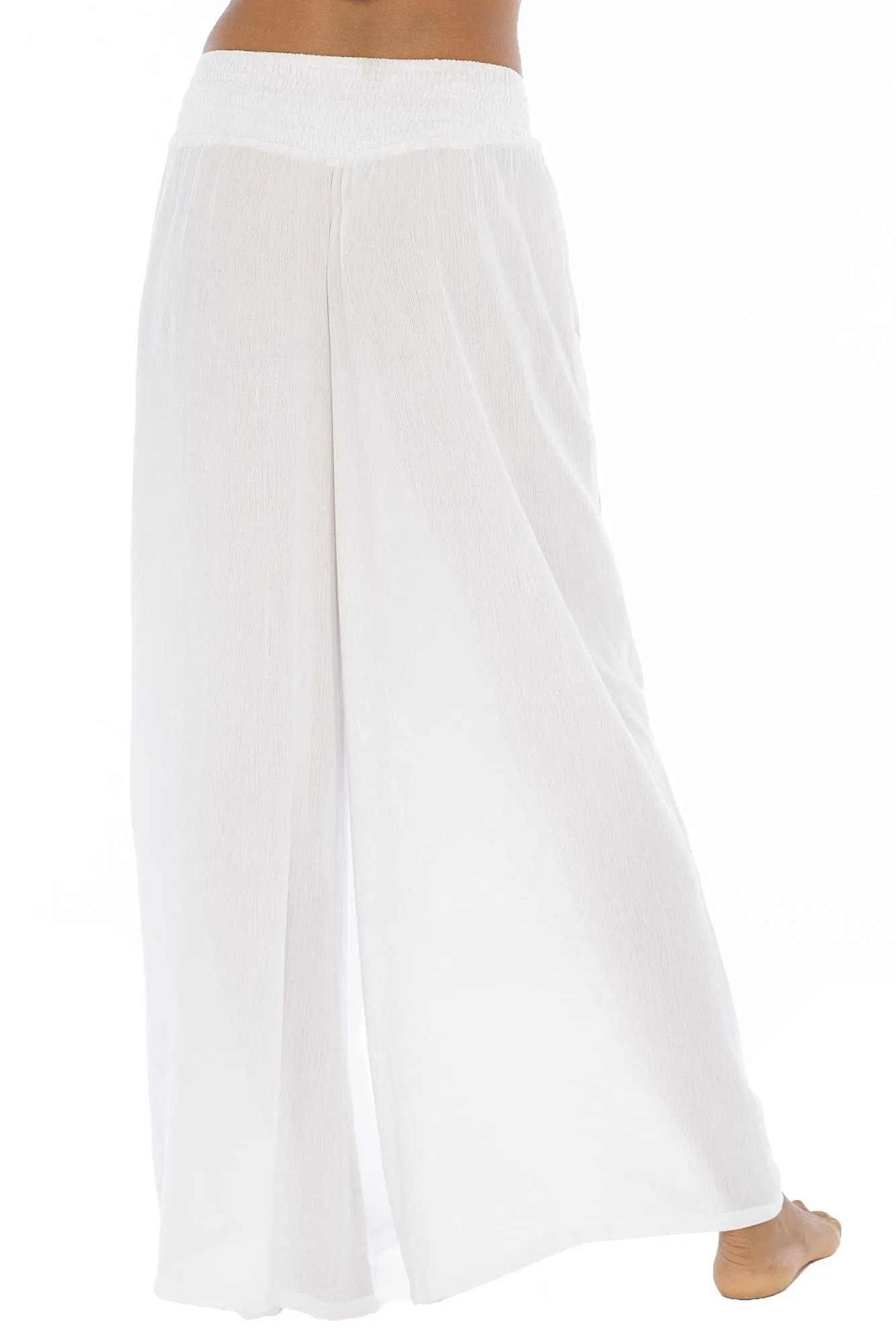 Back From Bali Womens Boho Palazzo Pants Flowy Wide Leg Hippie Beach Pants with Side Pockets and Smocked Waist