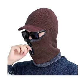 Balaclava Zipper Face Mask For Cold Weather Knitted Beanie Hat For Women Men Warm Face Cover