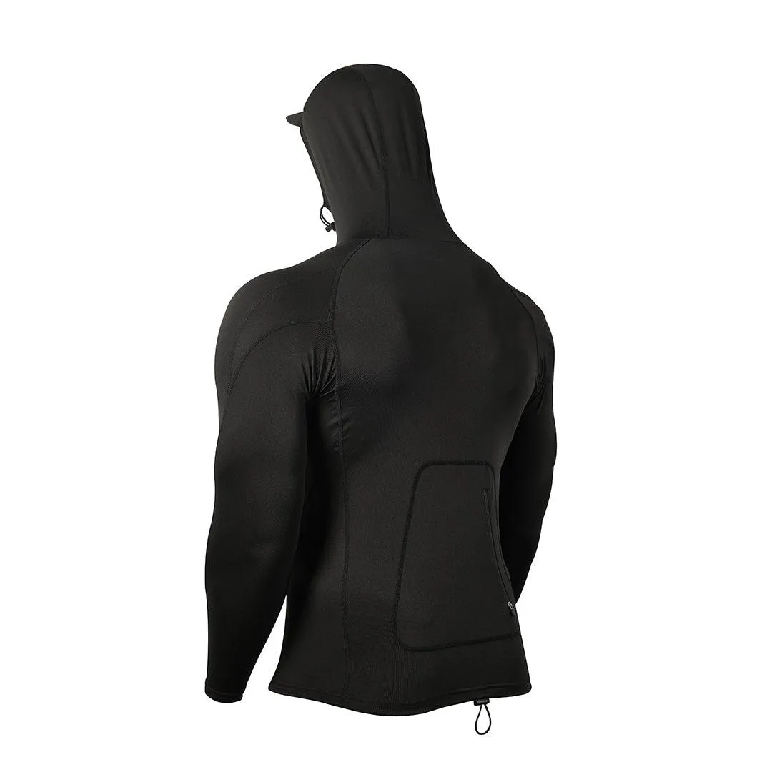 Beast UPF50  Unisex Long Sleeve Rashguard with Hood - Black