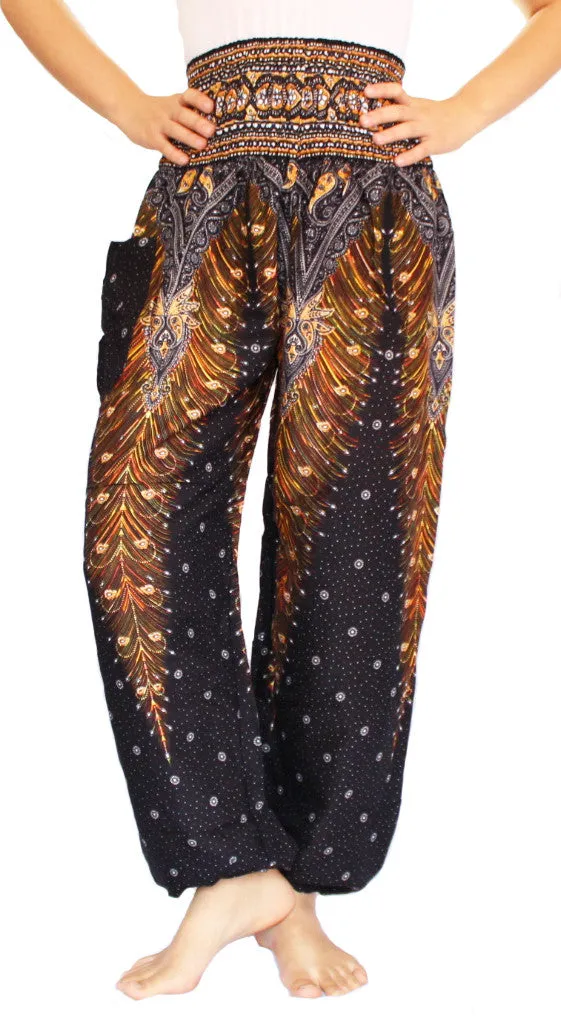 Black Peacock Harem Pants