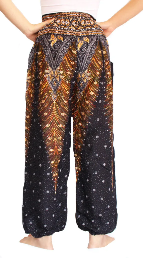 Black Peacock Harem Pants