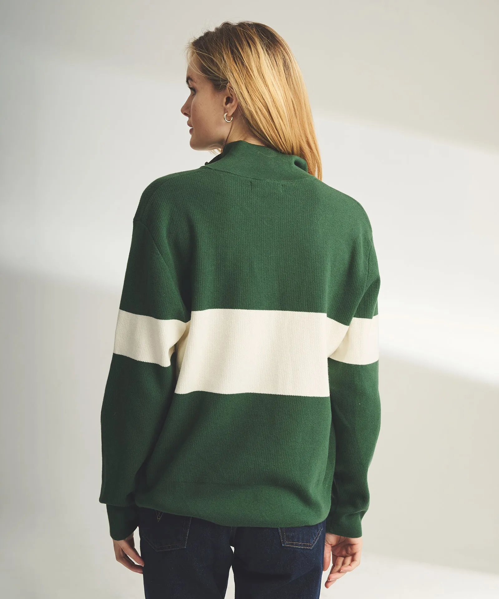 Café Cotton Cashmere Striped Quarter Zip