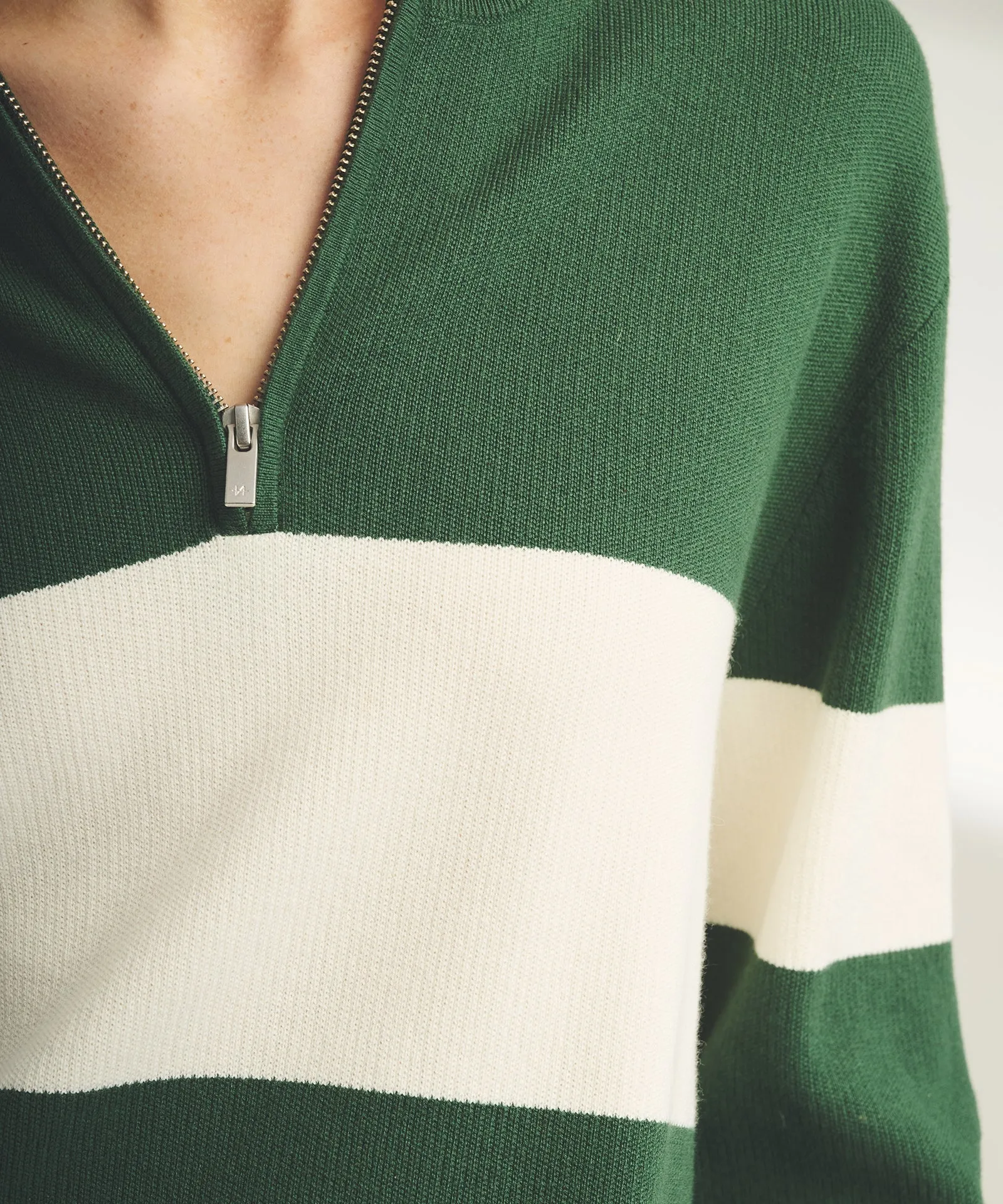 Café Cotton Cashmere Striped Quarter Zip