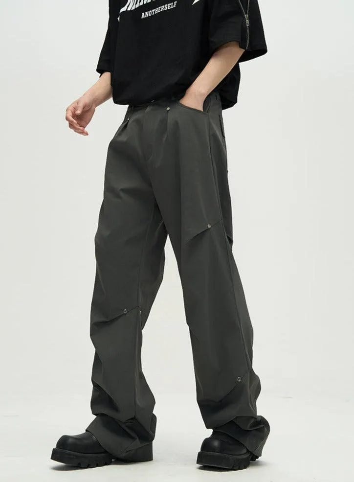 Casual Buttoned Pleats Pants