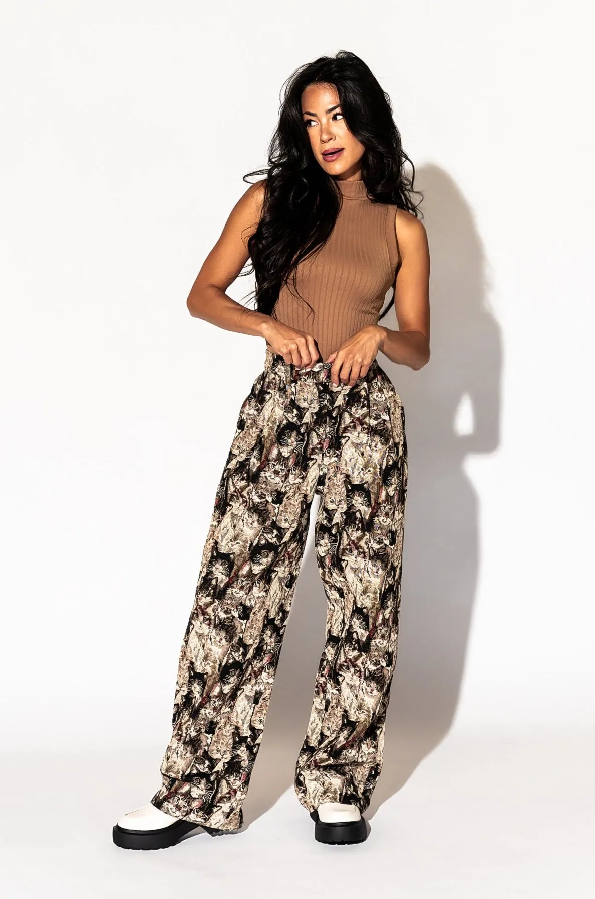 Crazy Cat Lady Jacquard Trousers