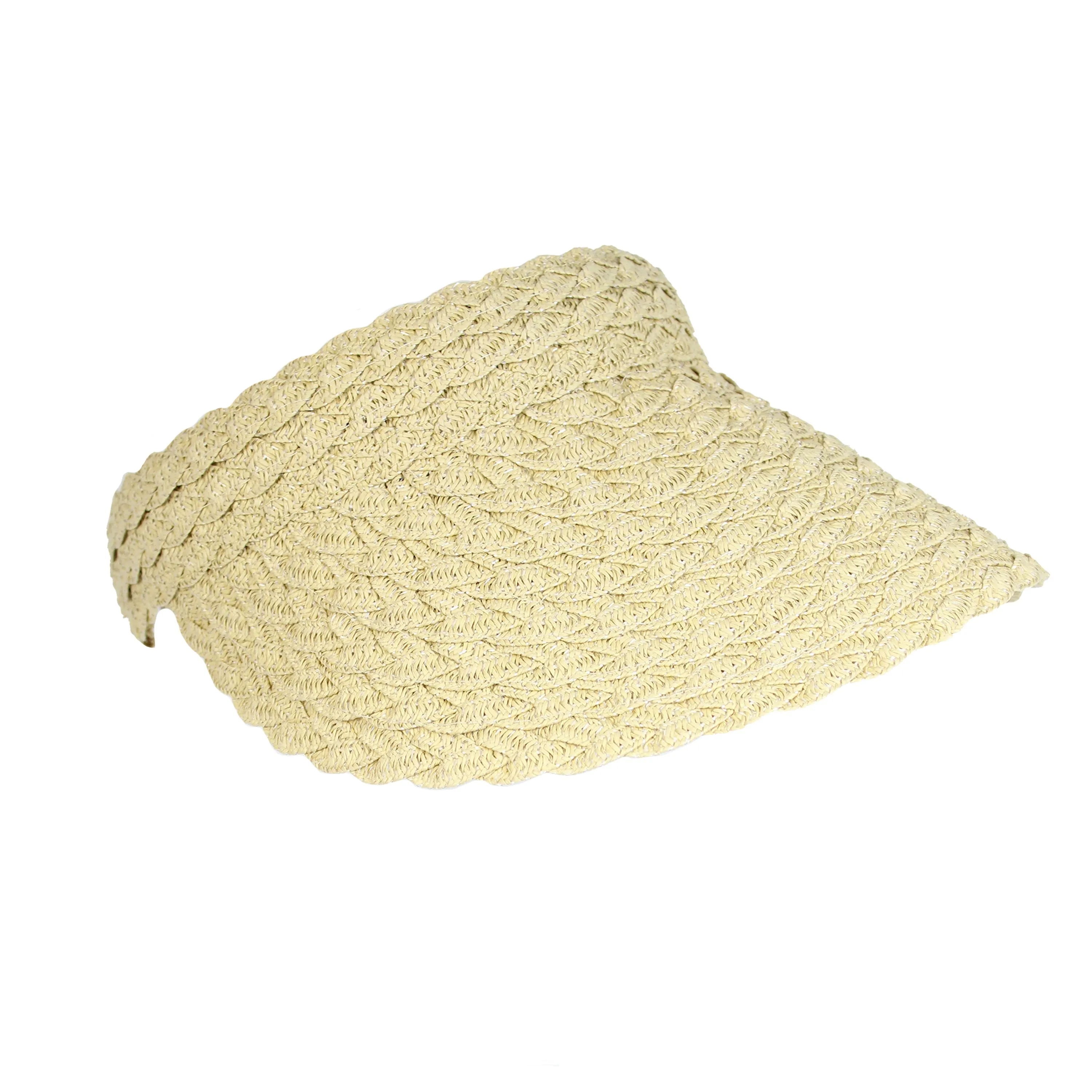 Daisy Fuentes Women's Wide Foldable Braided Straw Summer Beach Visor