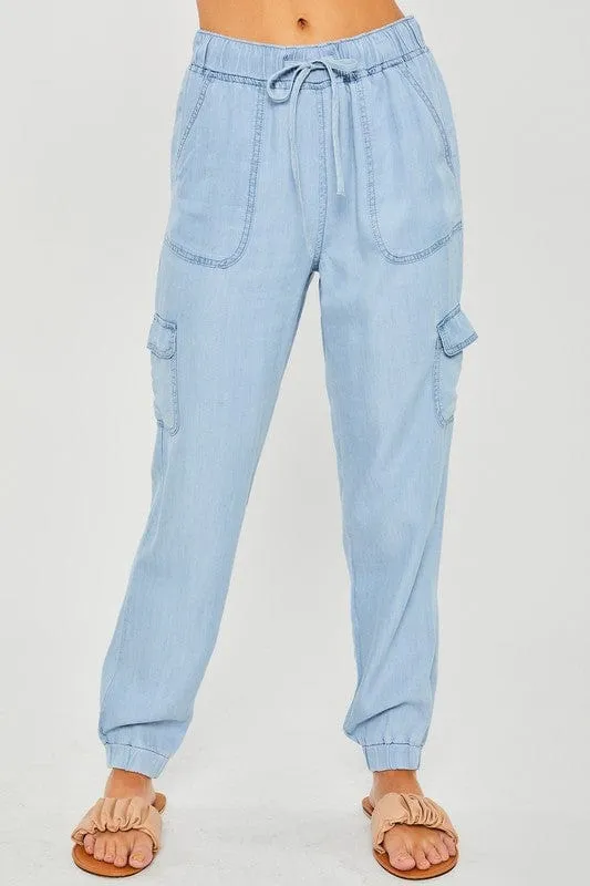 Denim Look Cargo Pants