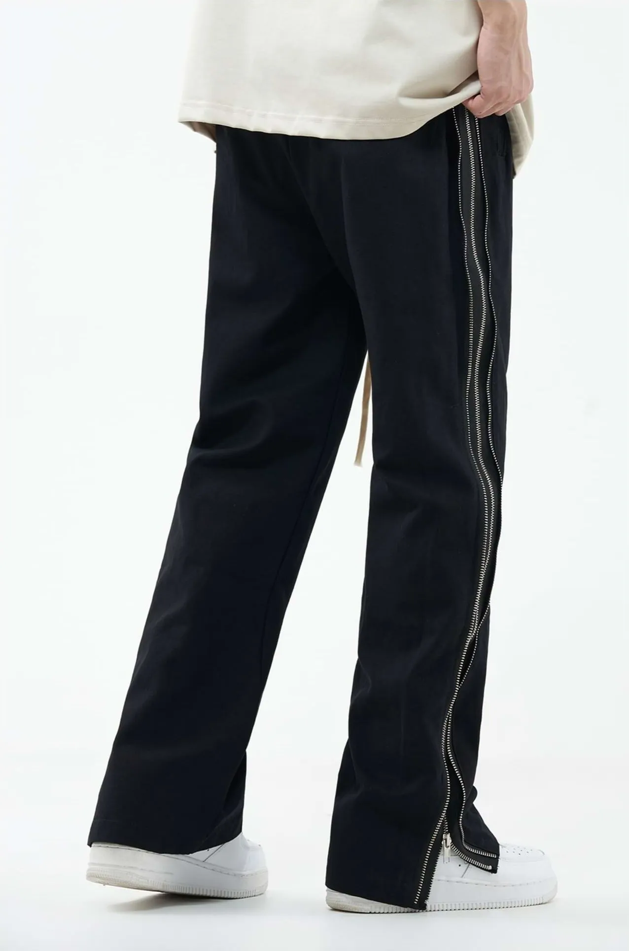 Double Side Zip Straight Pants