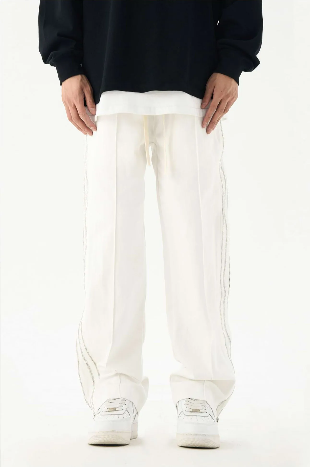 Double Side Zip Straight Pants