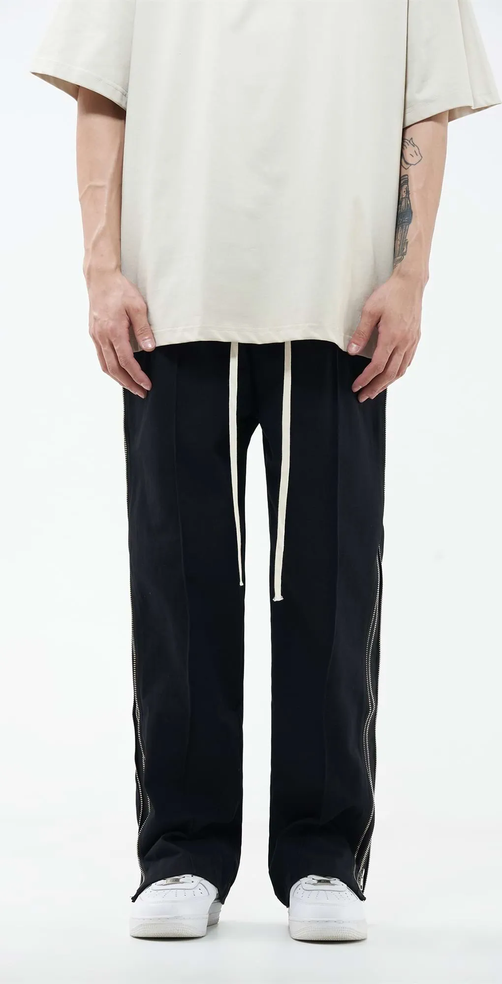 Double Side Zip Straight Pants