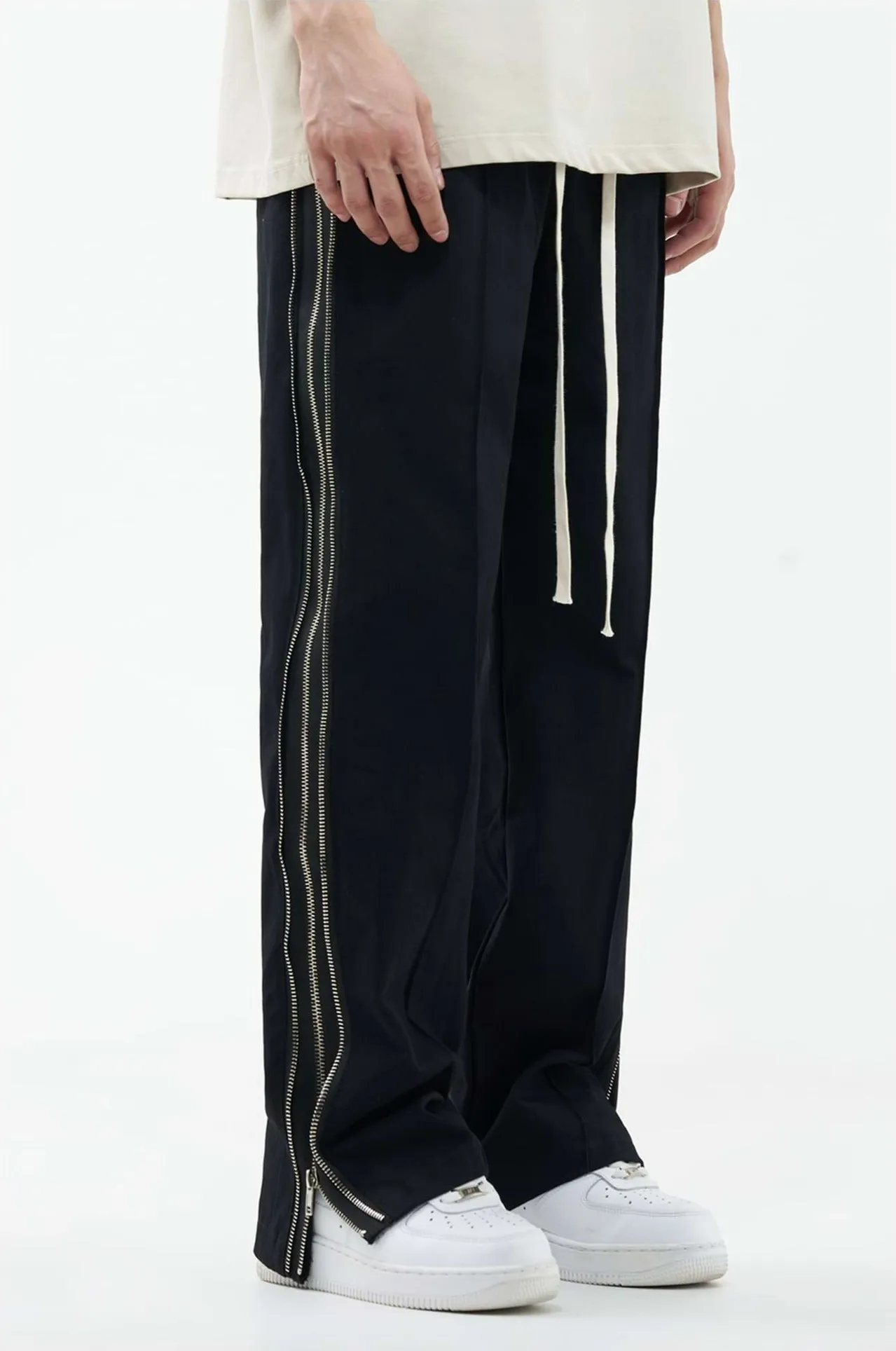 Double Side Zip Straight Pants