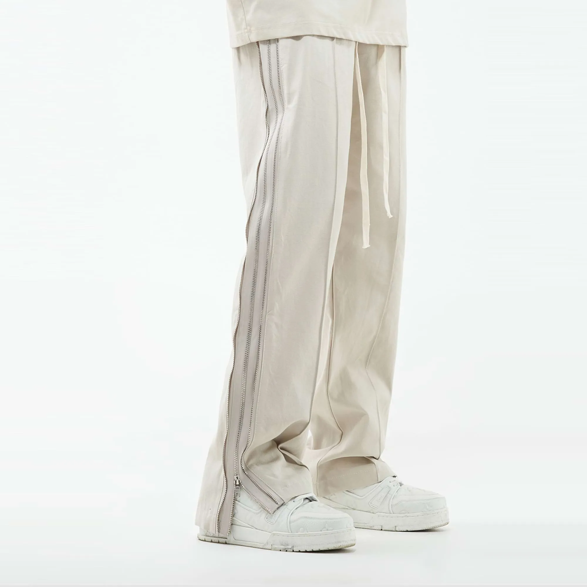 Double Side Zip Straight Pants