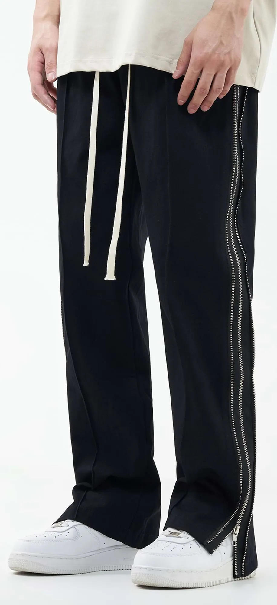 Double Side Zip Straight Pants