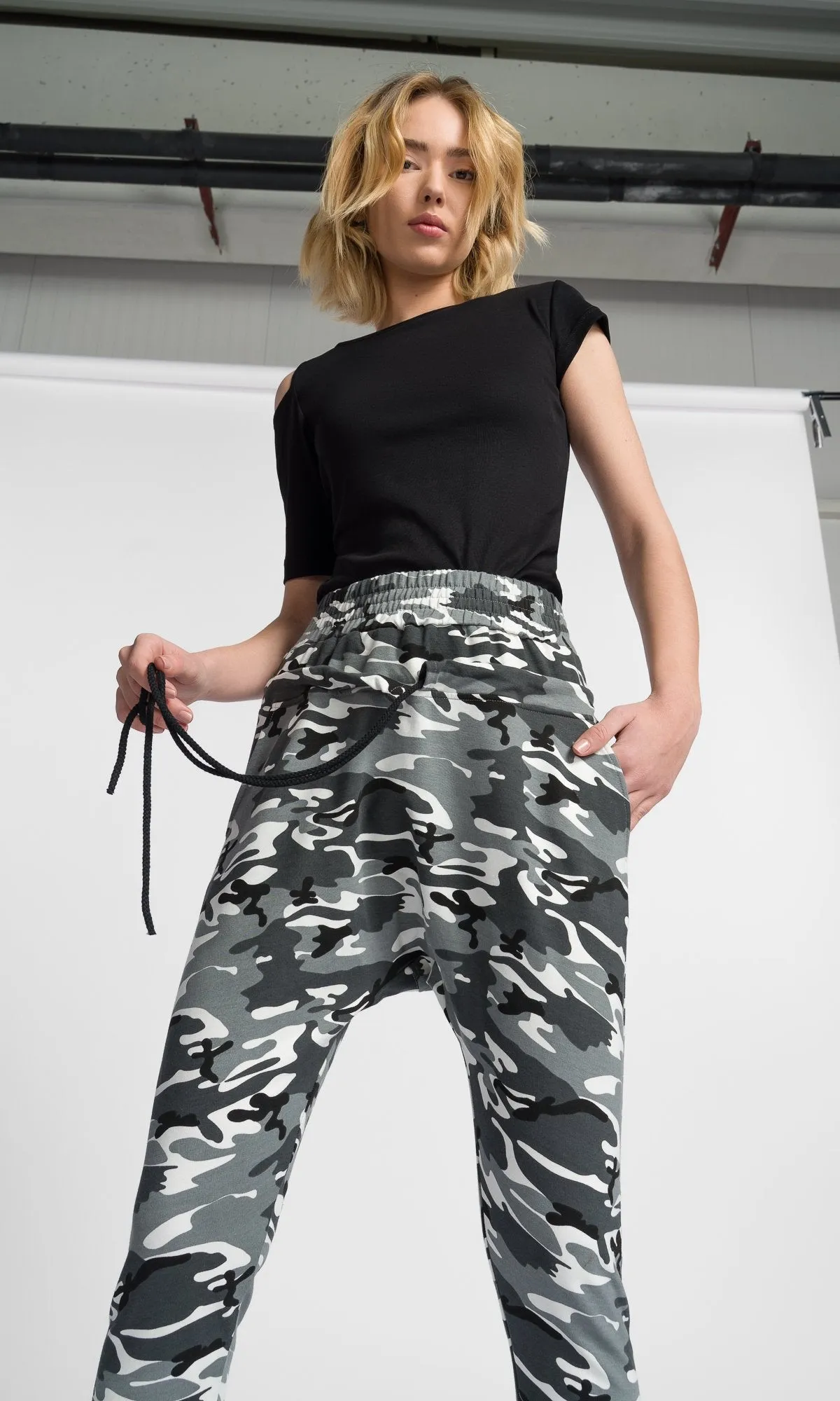 Double Waist Drop Crotch Pants