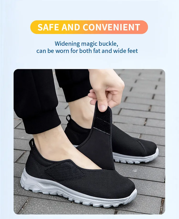 Elderly Wide Width Shoes Swollen Feet Diabetic Shoes Velcro Adjustable Closure Walking Shoes Casual Breathable Lightweight Support Customized Logo