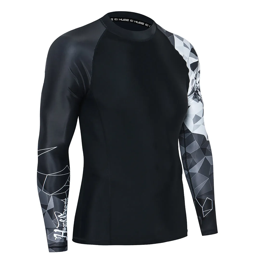 Graphic UPF50  Long Sleeve Rash Guard for Men - Panda Style