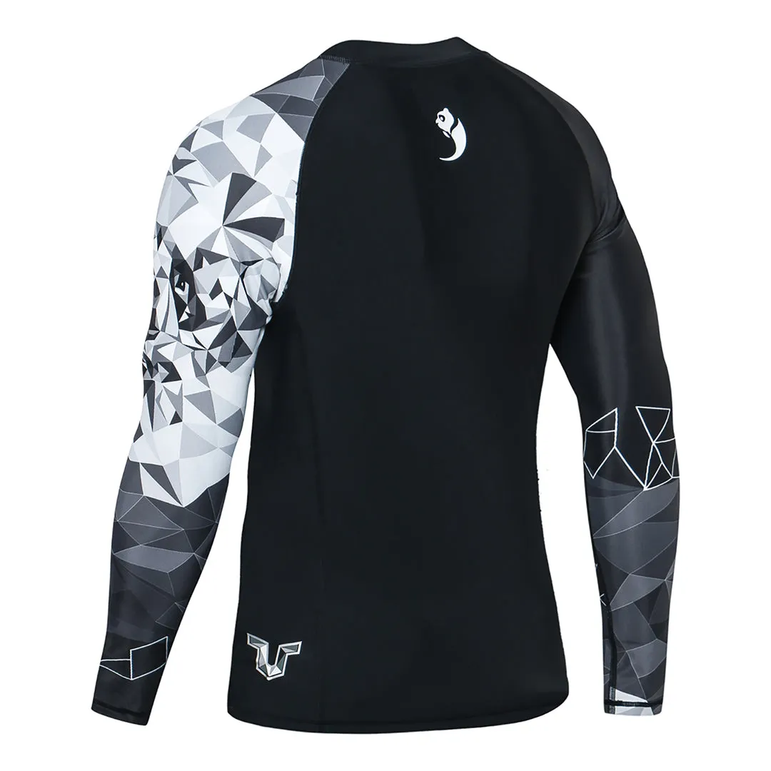 Graphic UPF50  Long Sleeve Rash Guard for Men - Panda Style