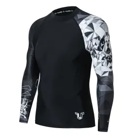 Graphic UPF50  Long Sleeve Rash Guard for Men - Panda Style