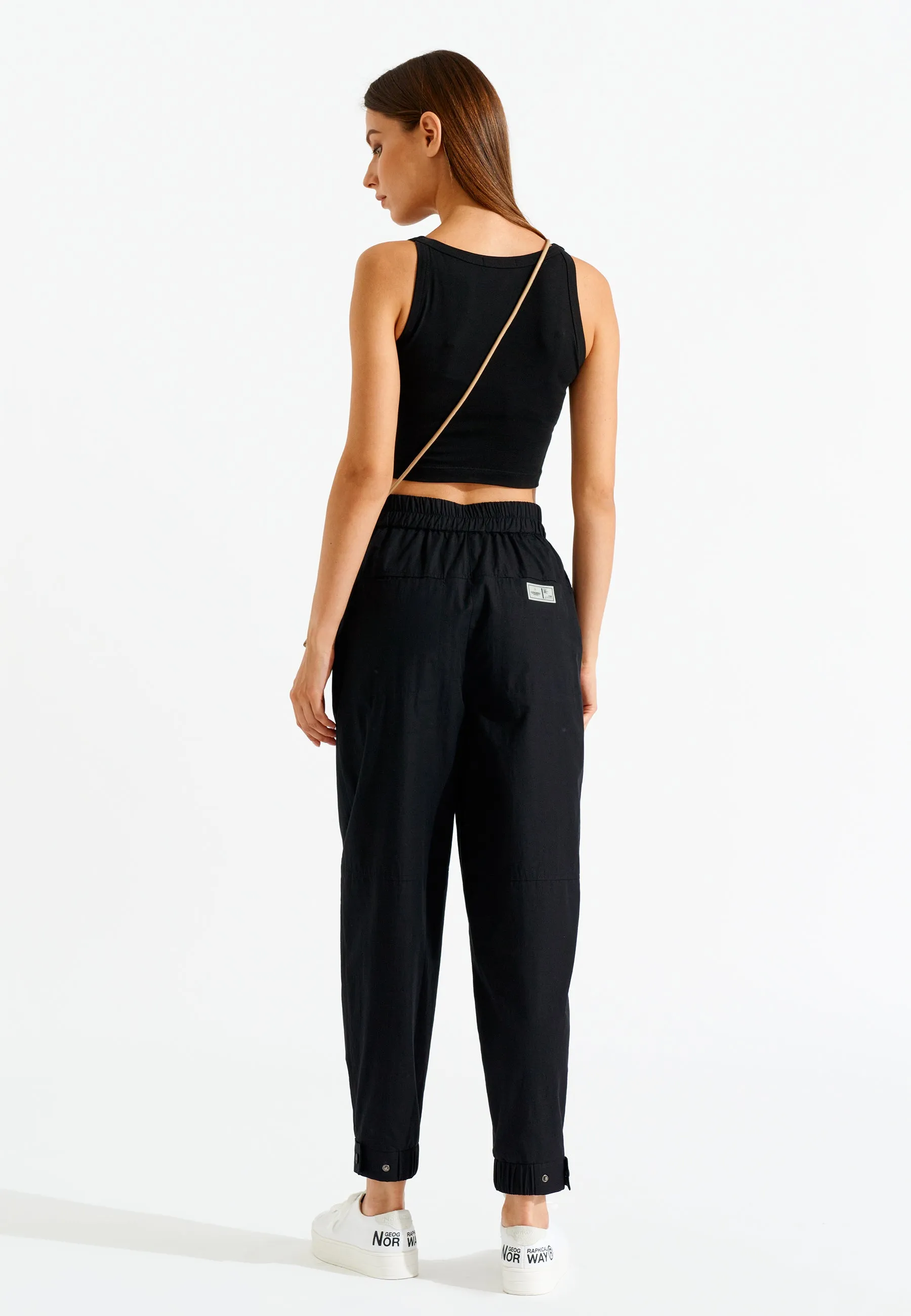 High Rise Elastic Cuff Pants