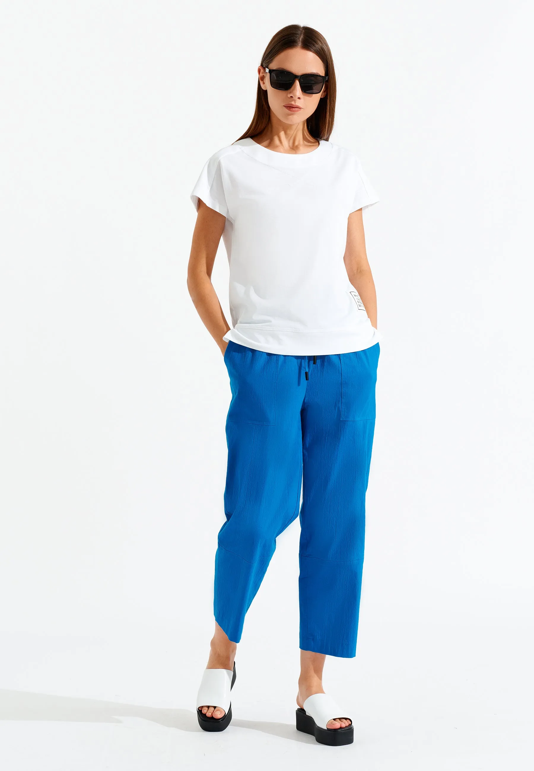 High Rise Elastic Waistband Cropped Pants