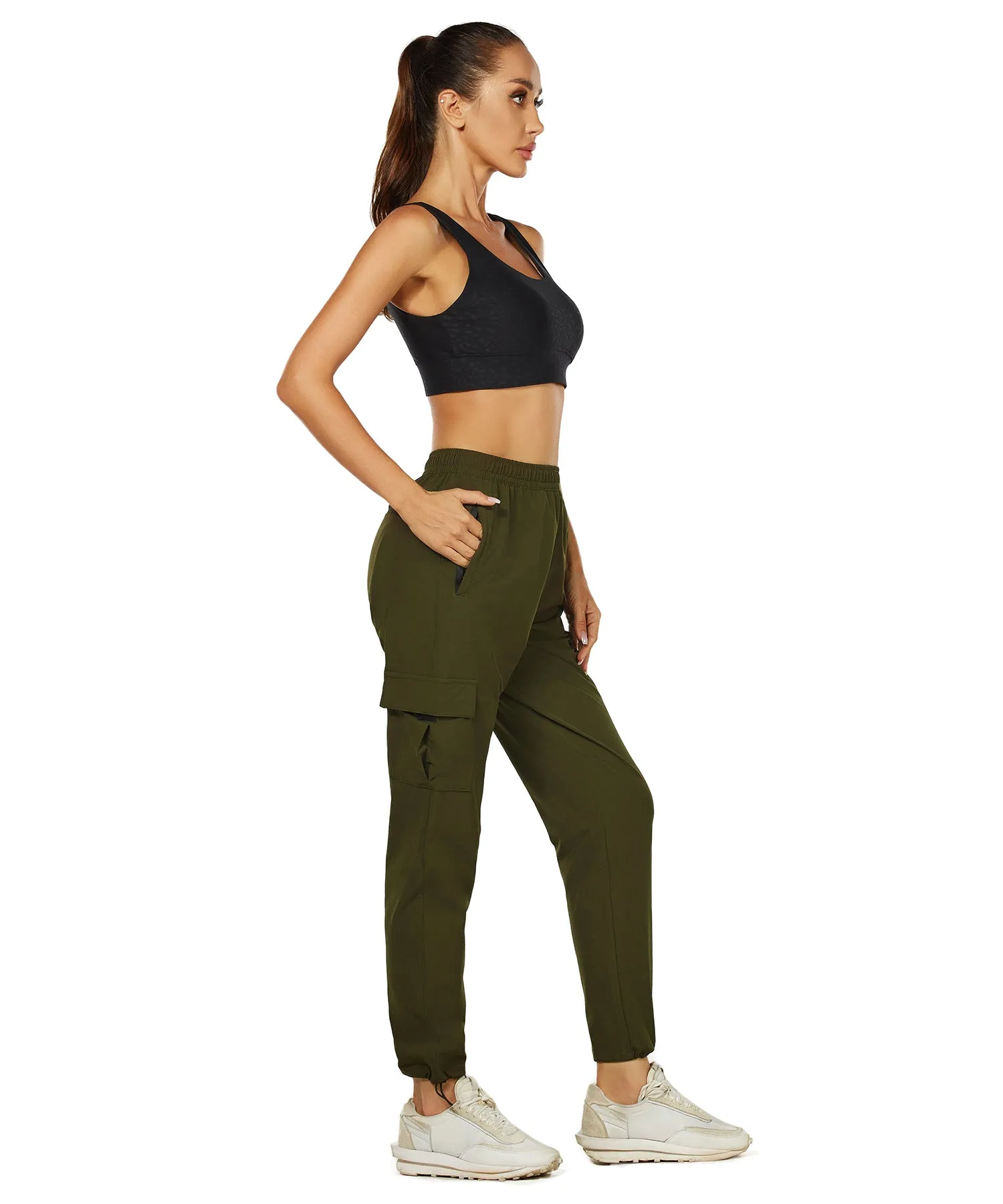 HUGE SPORTS High Waisted Hiking Pants for Women - Green