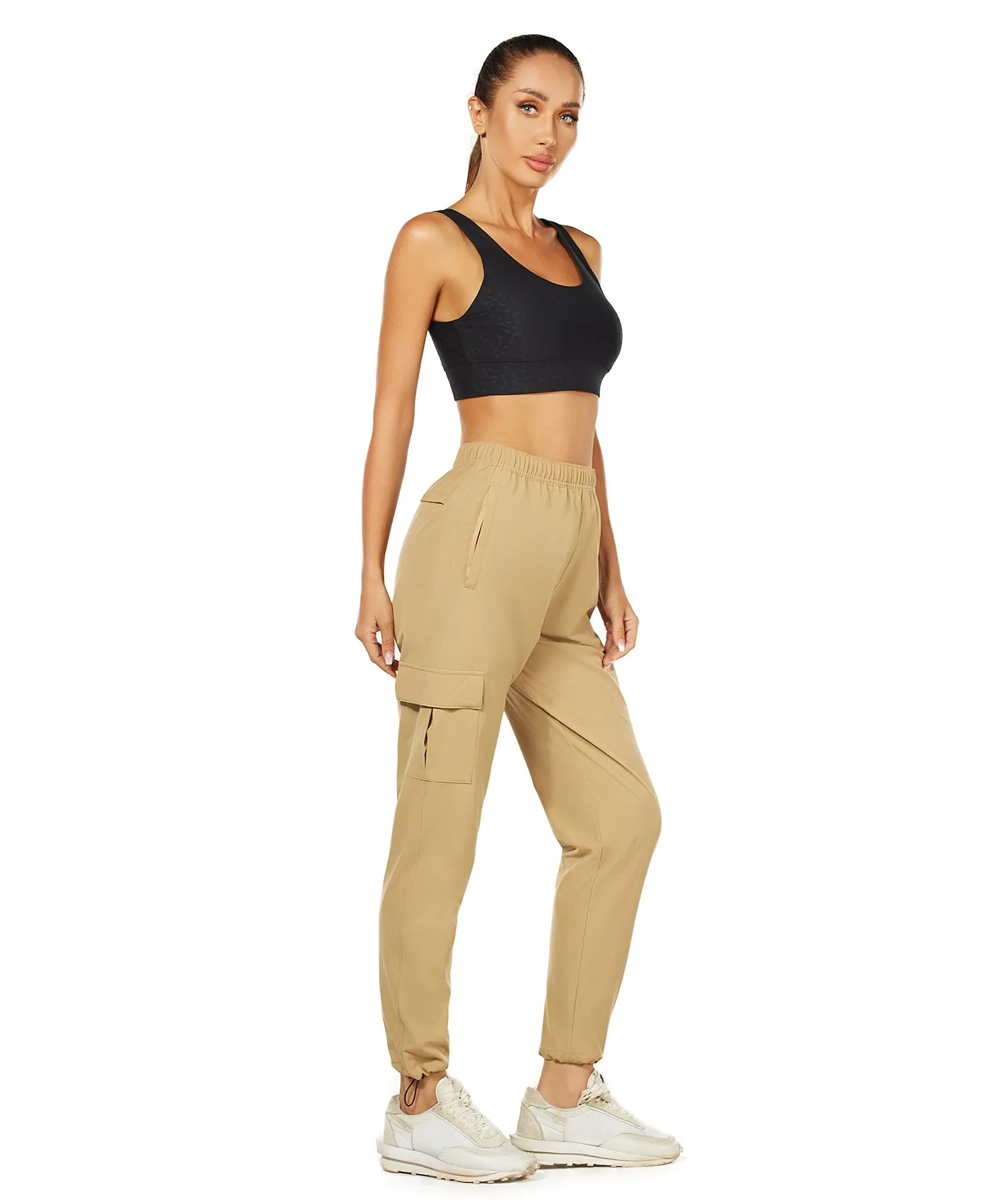 HUGE SPORTS High Waisted Hiking Pants for Women - Khaki