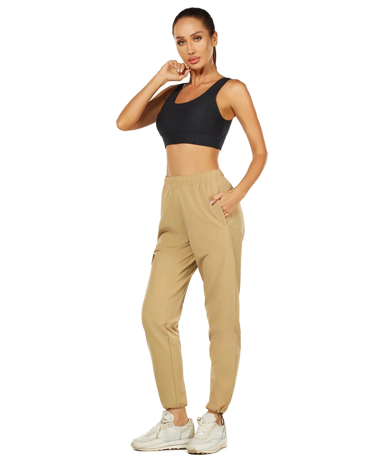 HUGE SPORTS High Waisted Hiking Pants for Women - Khaki