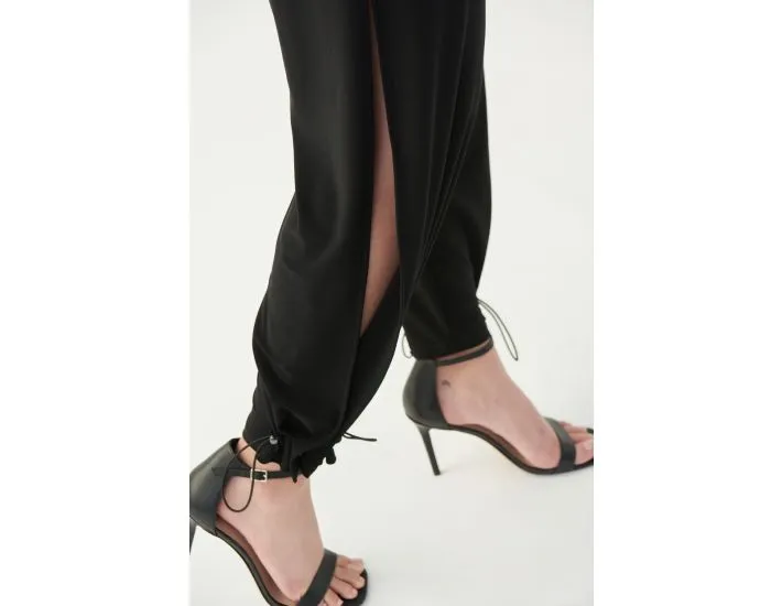 Joseph Ribkoff Black Elastic High Waisted Flutter Pants