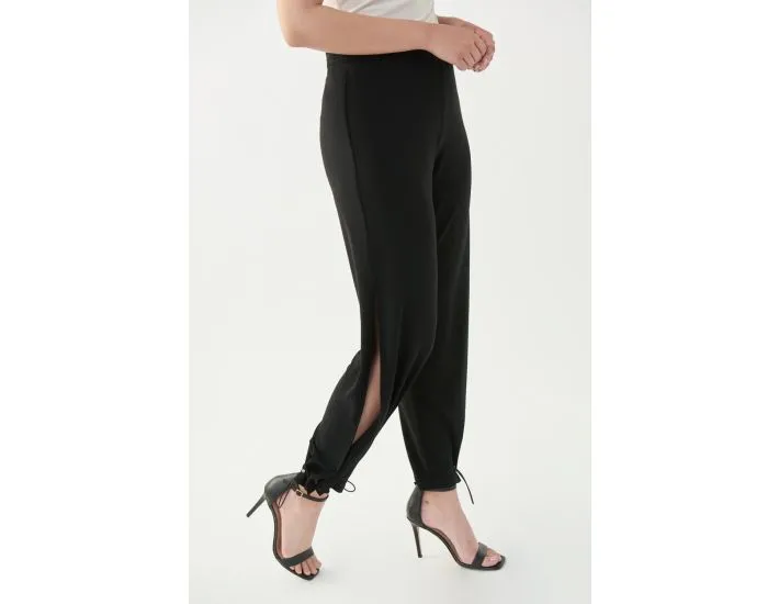 Joseph Ribkoff Black Elastic High Waisted Flutter Pants