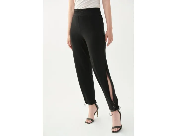 Joseph Ribkoff Black Elastic High Waisted Flutter Pants