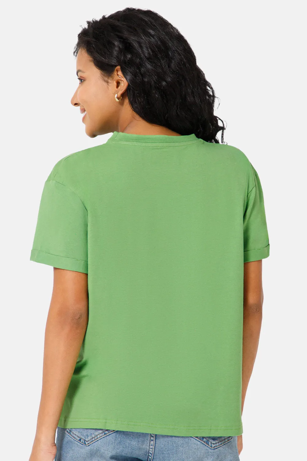 Jusperf Women Half Sleeve Crew Neck T-shirt  - Green - SD22