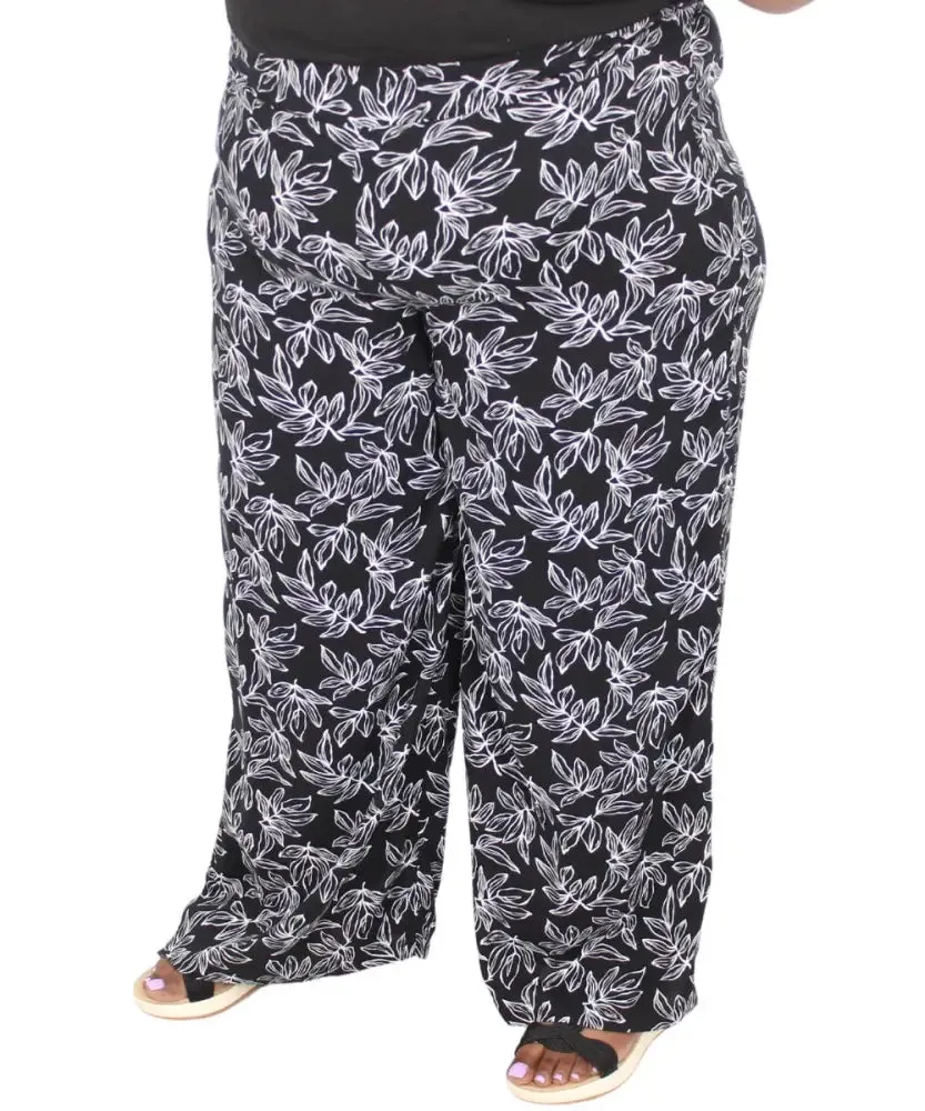 Ladies Printed Wide Leg Rayon Pants