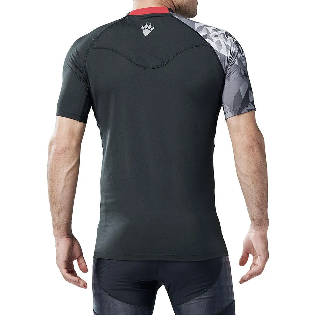 Land-to-Water UPF50  Short Sleeve Black Rash Guard - Bear Style