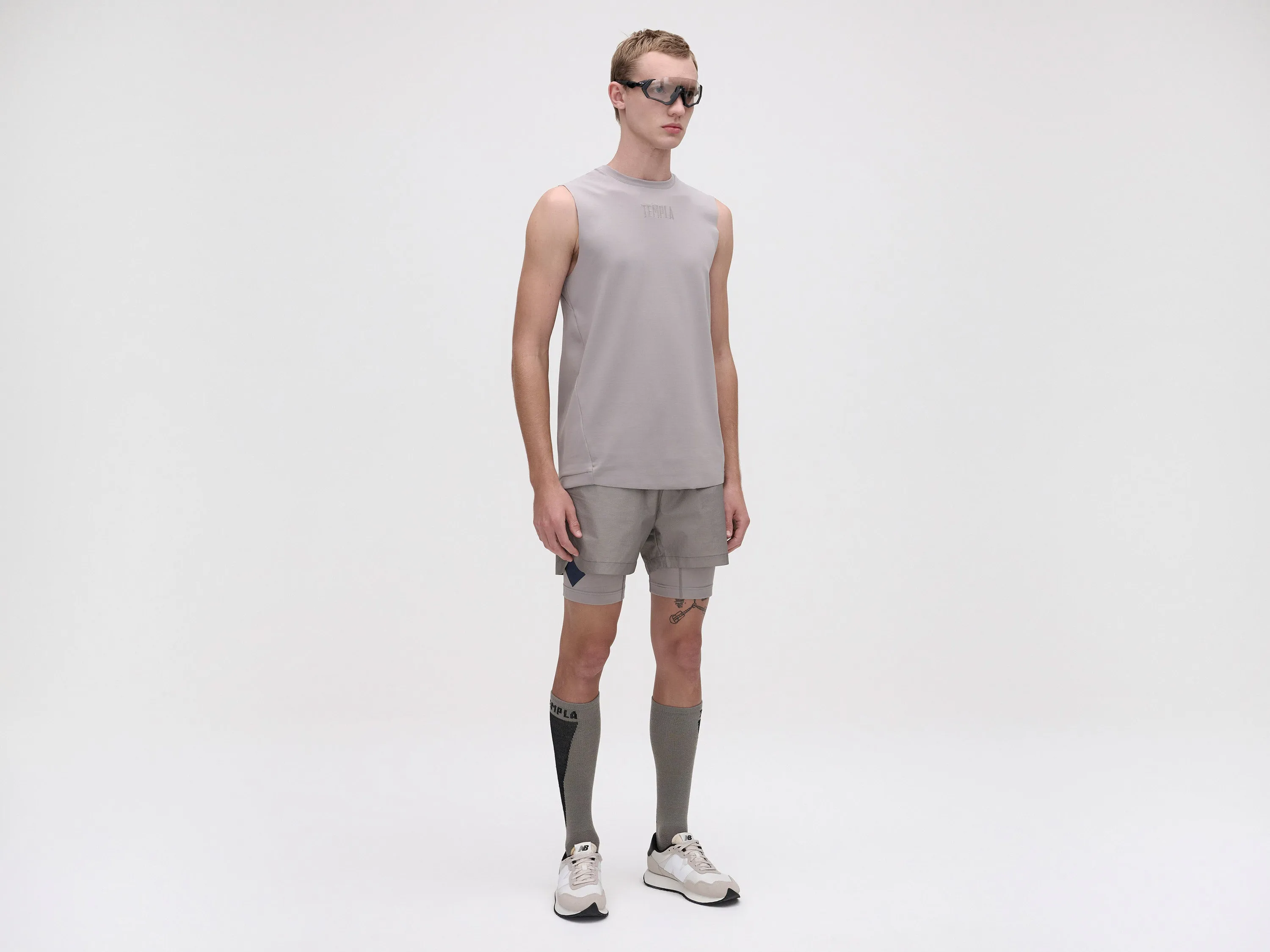 LAYERED TRACK SHORTS - SLATE