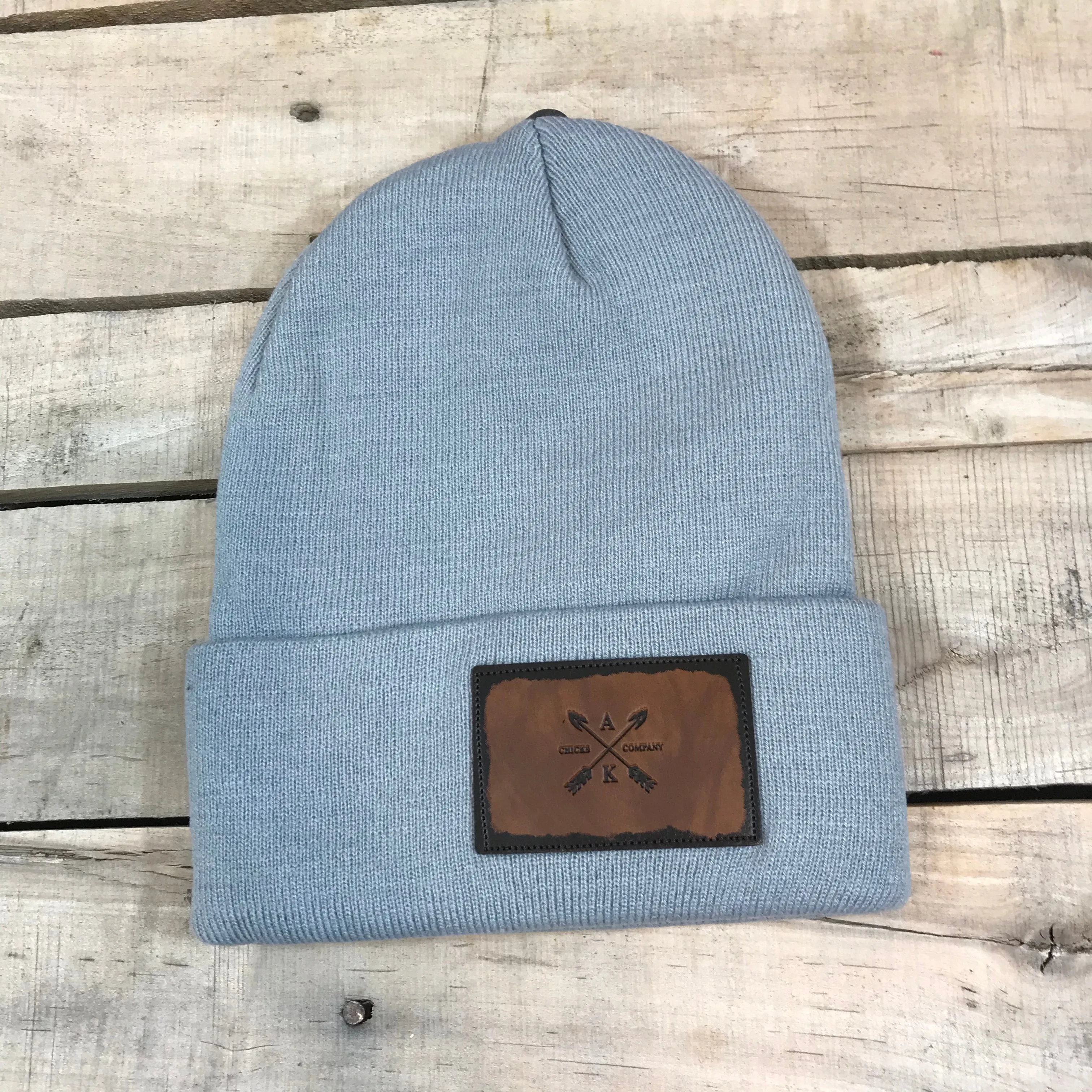 Leather Cross Arrow Patch Beanie