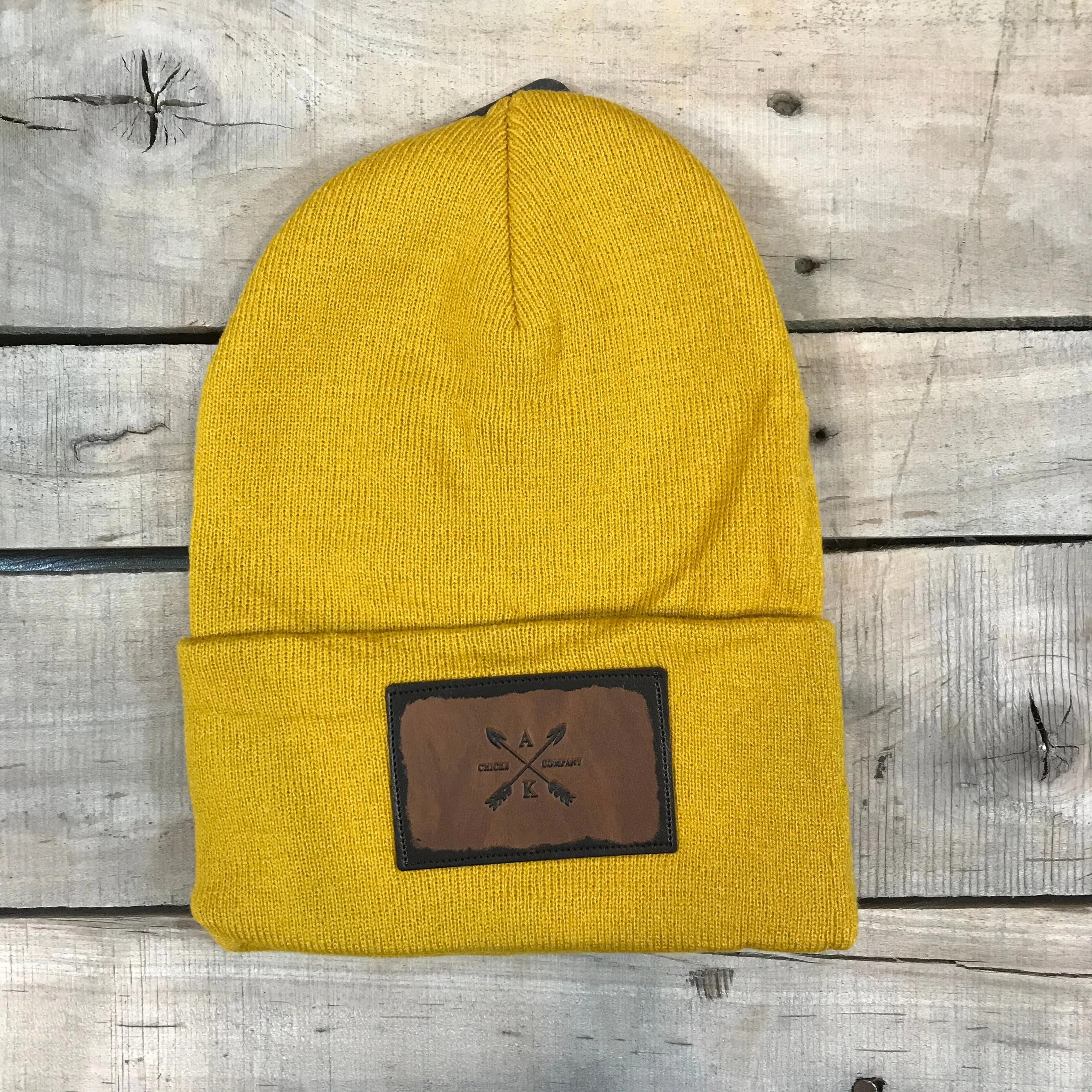 Leather Cross Arrow Patch Beanie