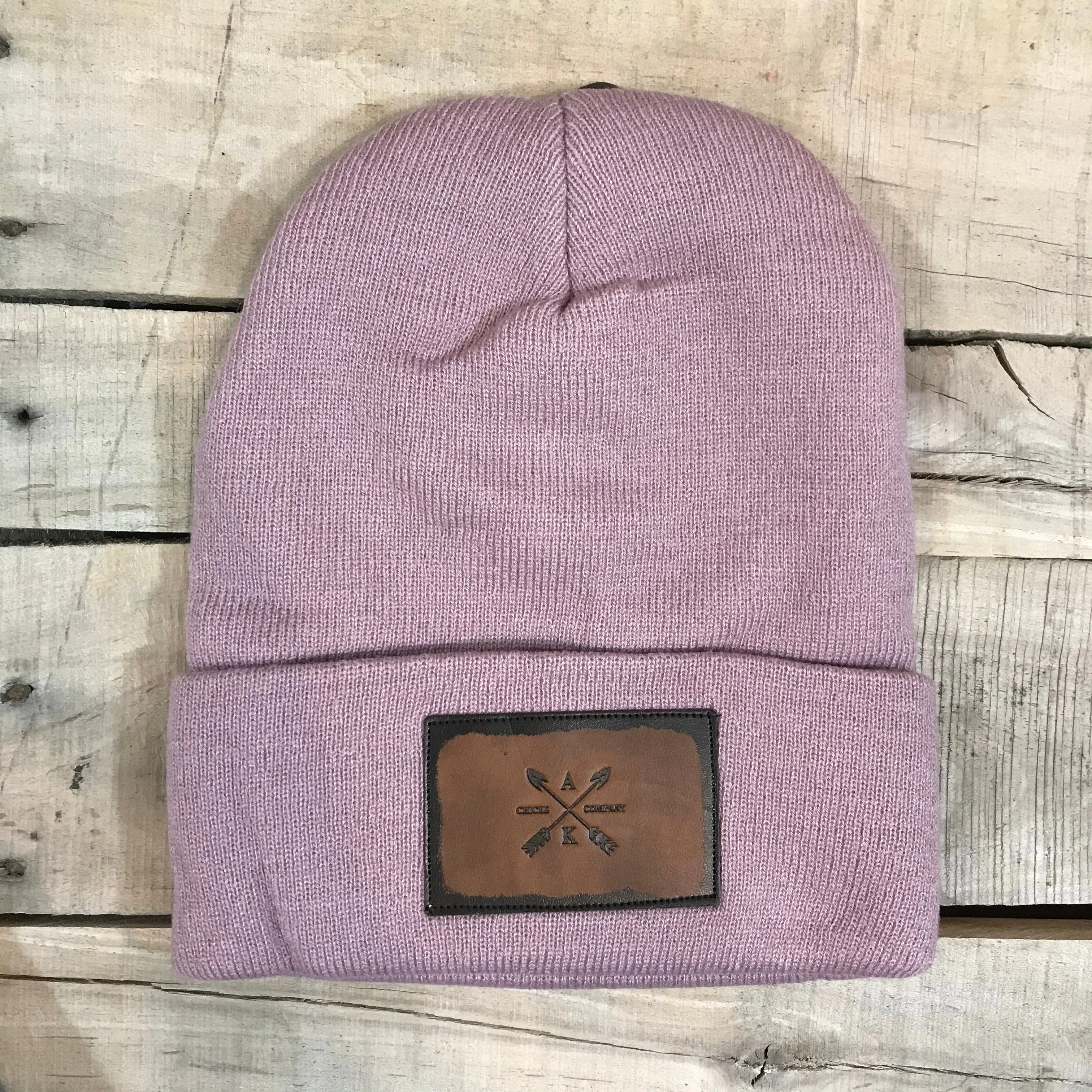 Leather Cross Arrow Patch Beanie