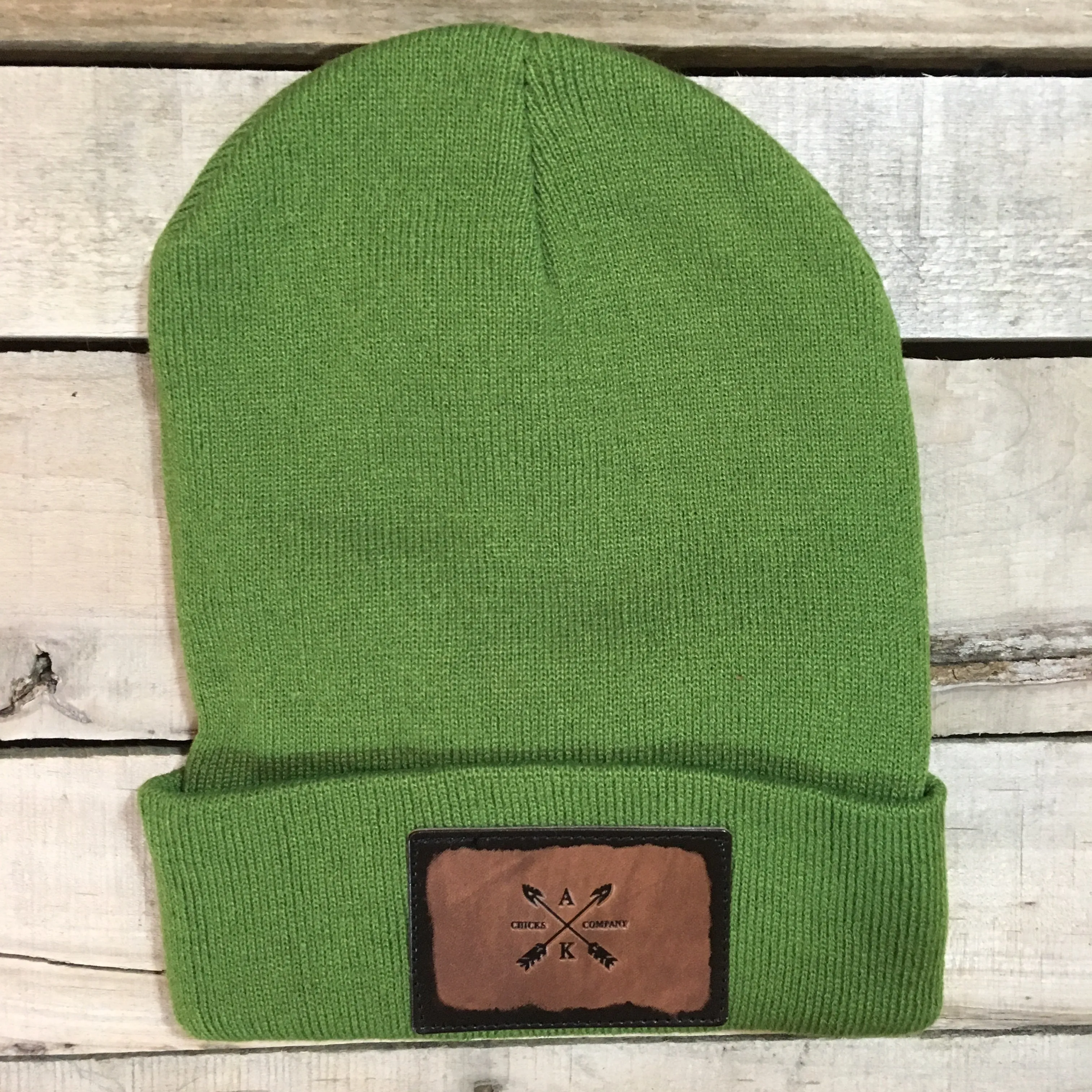 Leather Cross Arrow Patch Beanie