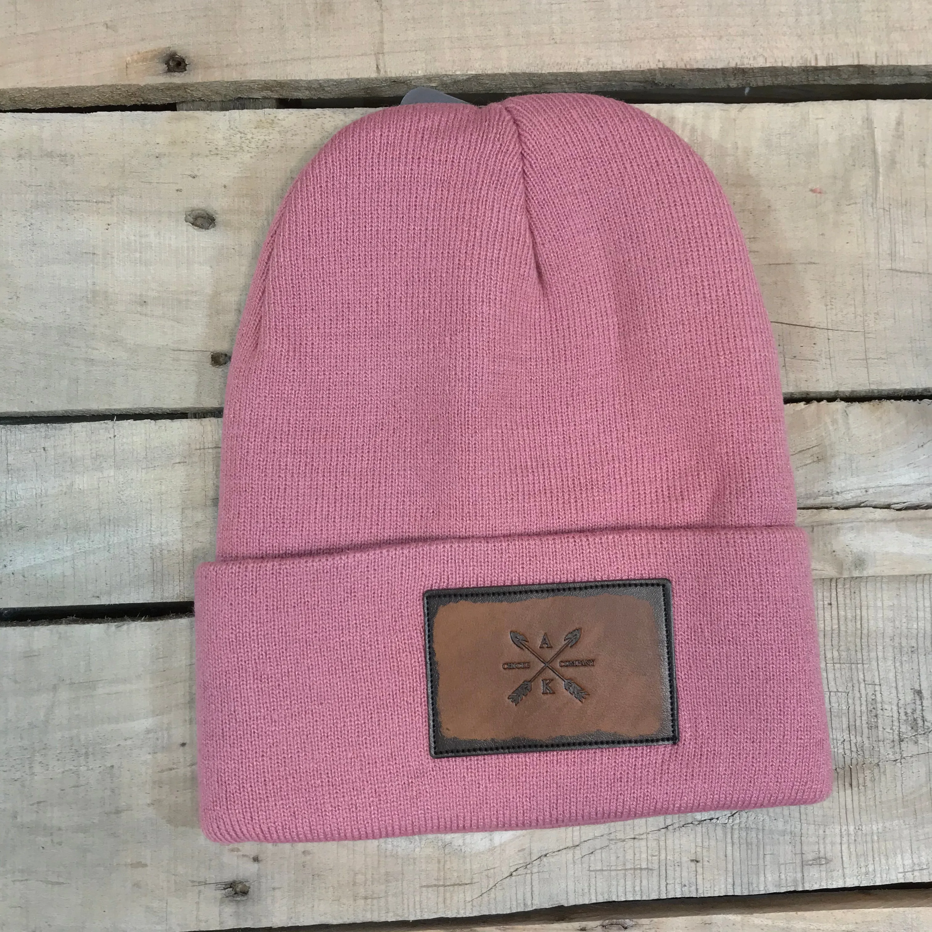 Leather Cross Arrow Patch Beanie