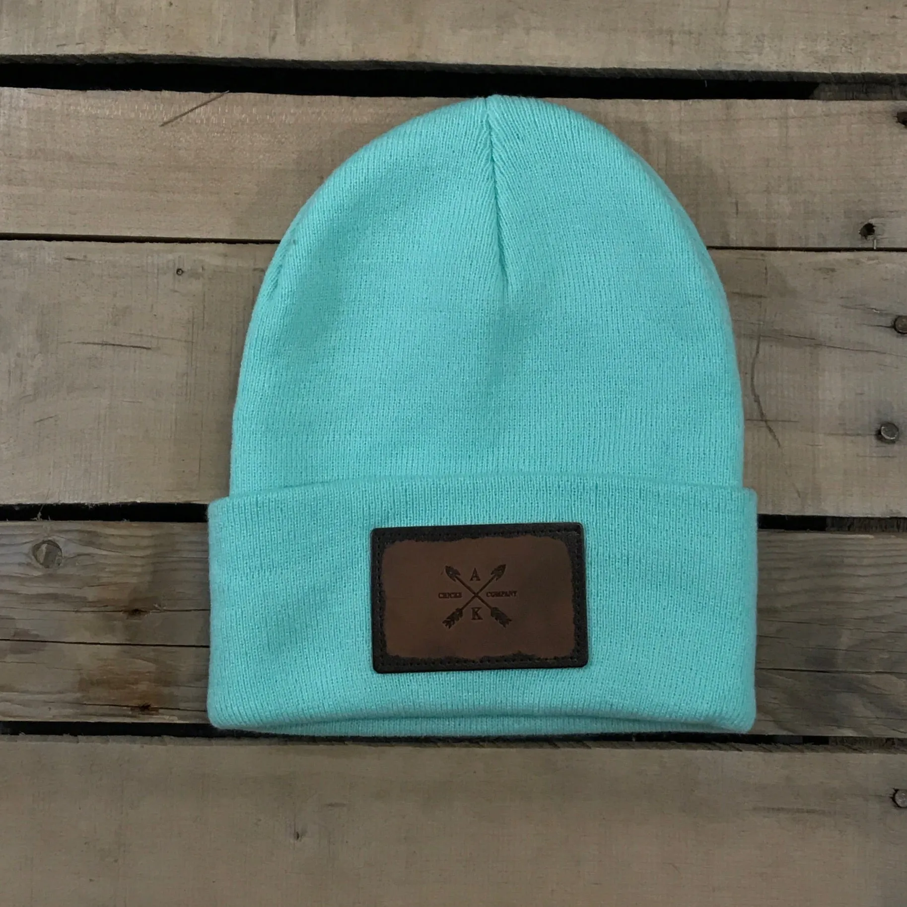 Leather Cross Arrow Patch Beanie