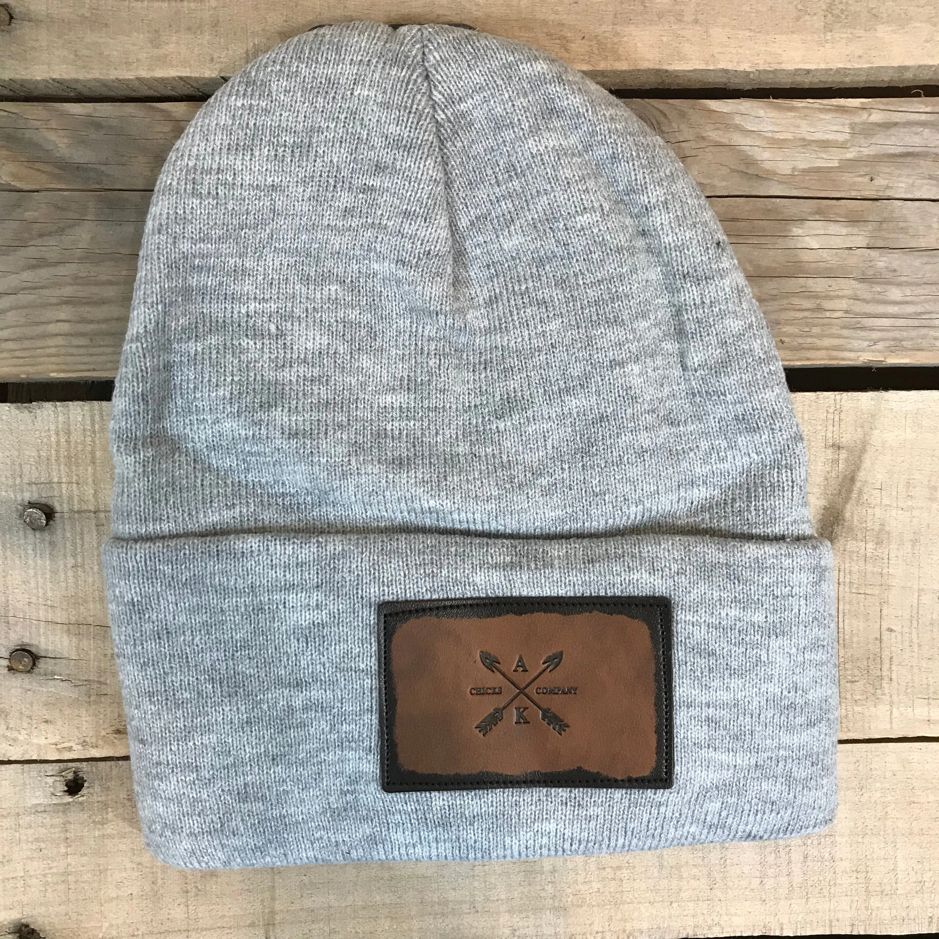 Leather Cross Arrow Patch Beanie