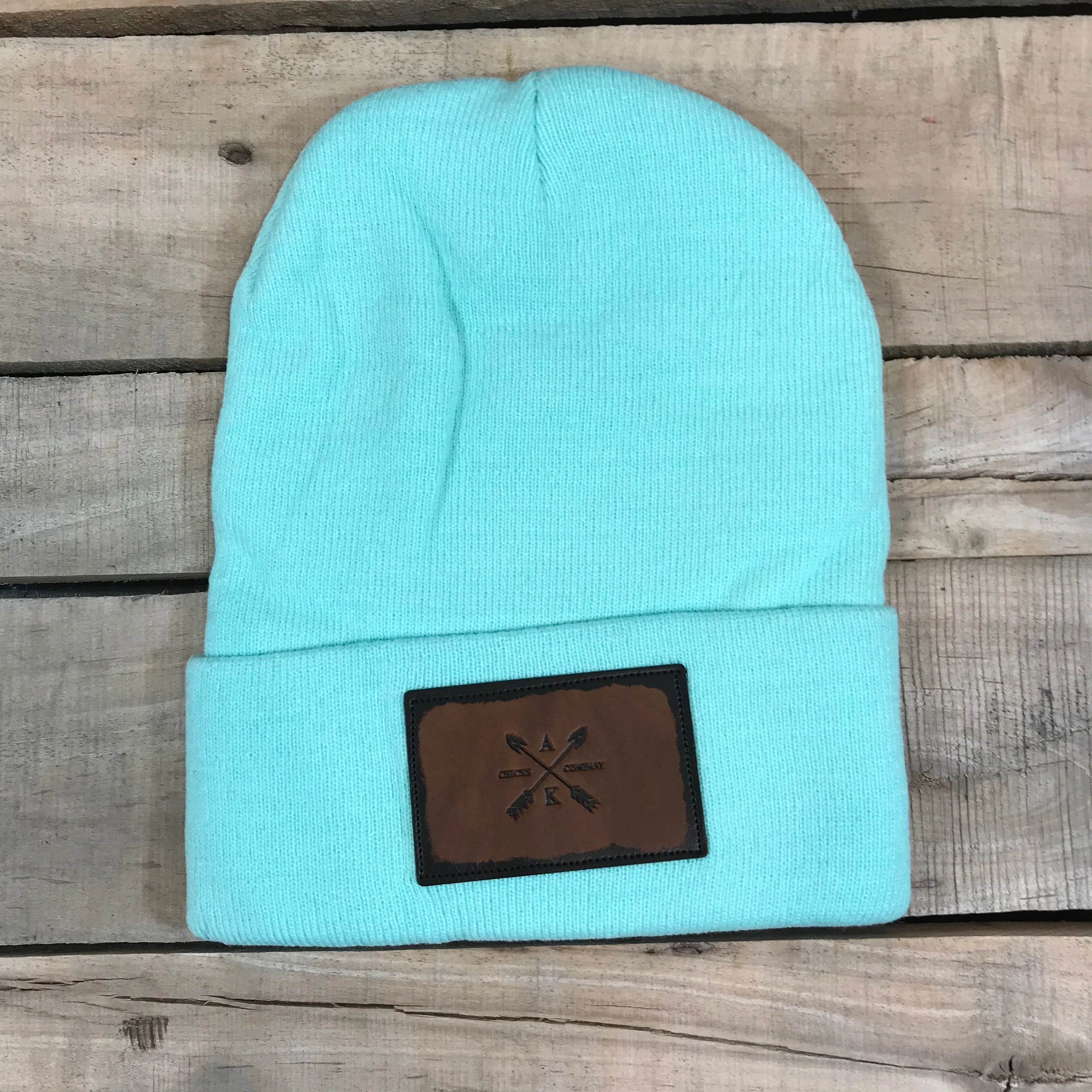 Leather Cross Arrow Patch Beanie