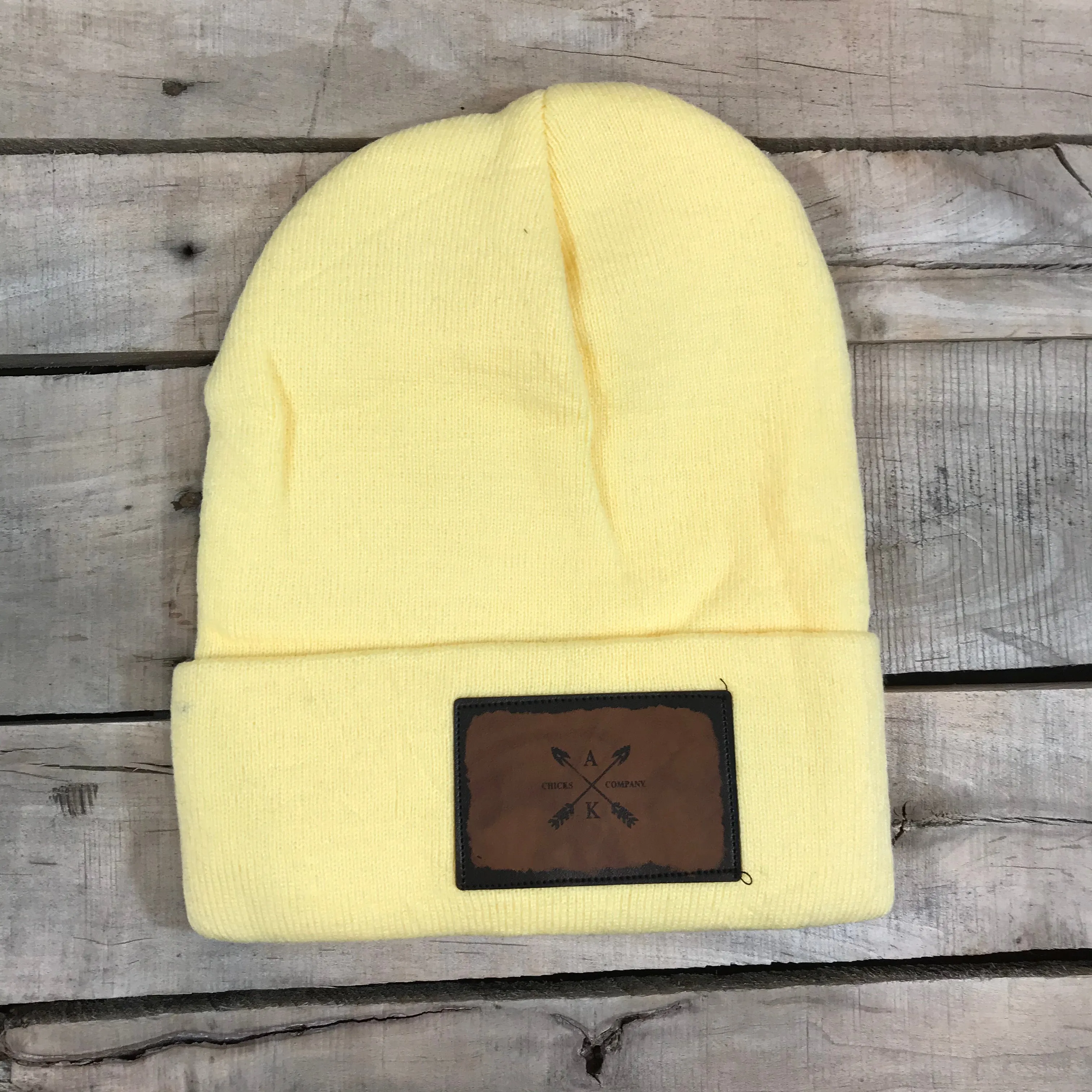 Leather Cross Arrow Patch Beanie